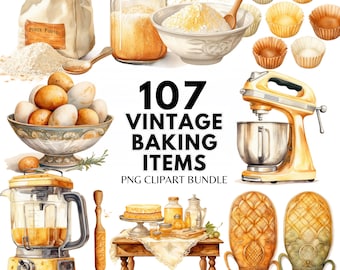 Vintage Cottura Clipart Cucina PNG Cucina rustica Clipart Acquerello Cottura Forniture Clipart Utensili da cucina PNG Vintage Clipart PNG Cottura