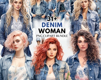 Fashion Girl Clipart Woman Clipart Denim Woman Clipart Beauty Clipart PNG Jeans Girl Denim PNG Fashion Clipart Planner Girl Clipart