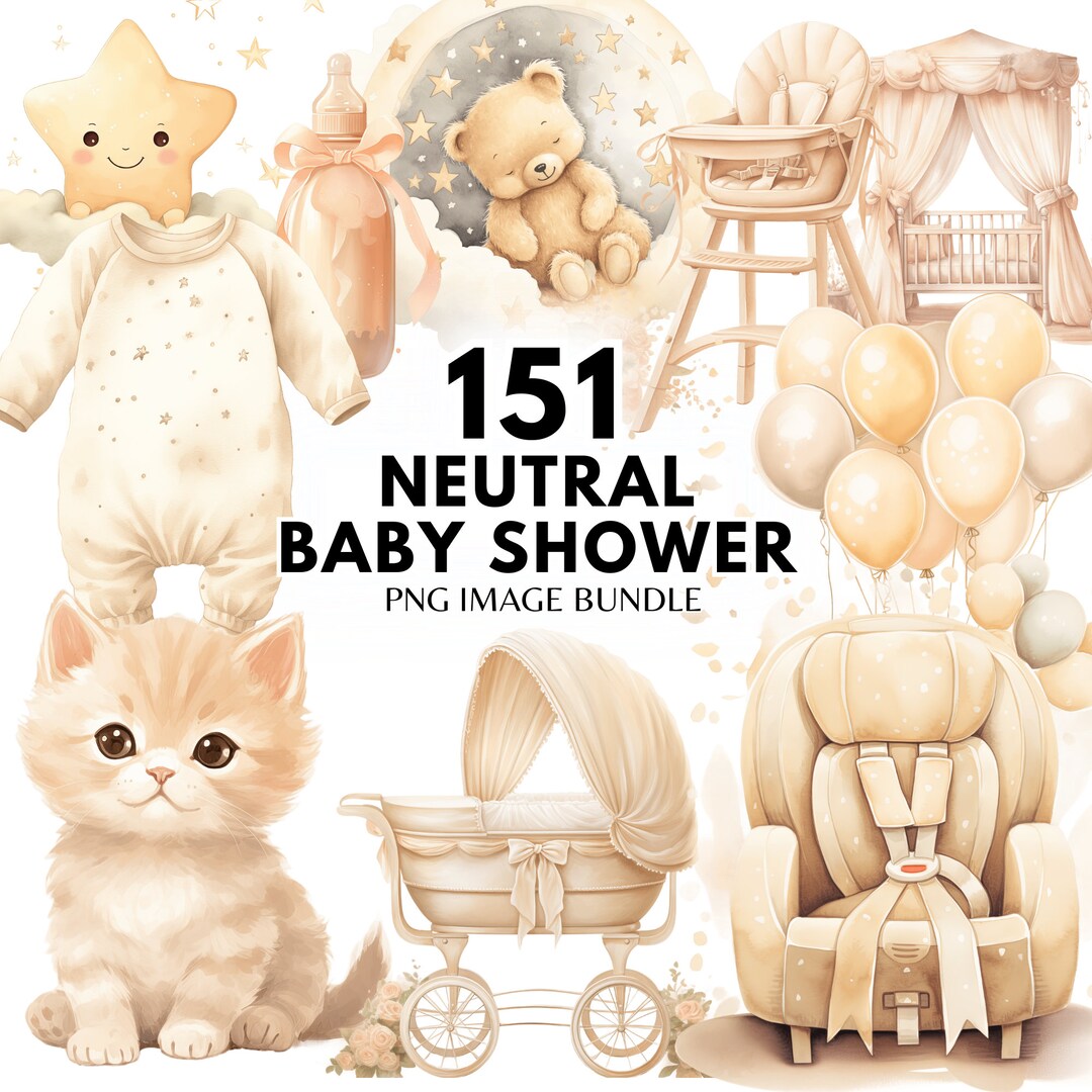 Gender Neutral Baby Shower Clipart Bundle Newborn Baby Clipart Nursery