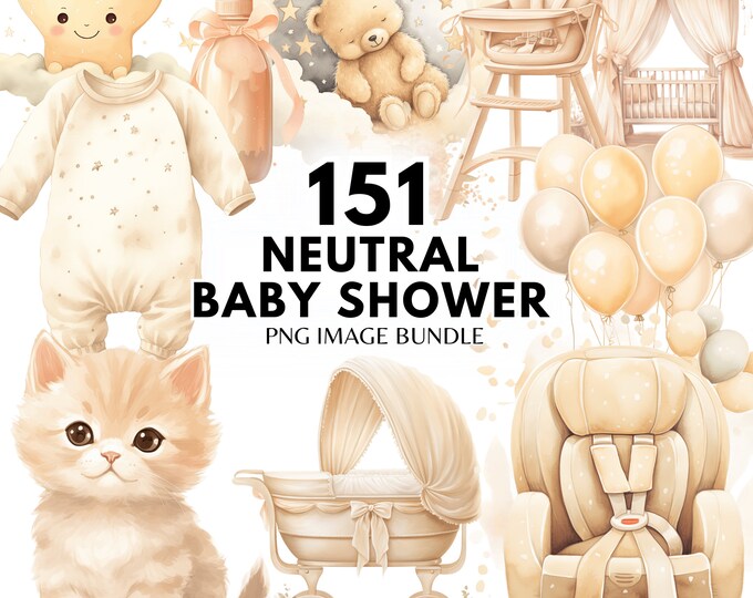 Clipart Gender Neutral Baby Shower | Cute Teddy Bear | Instant Download ...