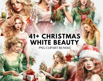 Weihnachten Mode Mädchen Aquarell Clipart Set Weihnachten Mädchen PNG digitaler Download Mode Mädchen Sublimation Bundle Winter Mode Mädchen PNG