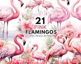 Pink Flamingo Clipart Watercolor Floral Clipart Pink Flamingo PNG Flamingo Tumblers DIY Flamingo Cards Pink Flamingo Art Spring Clipart Diy