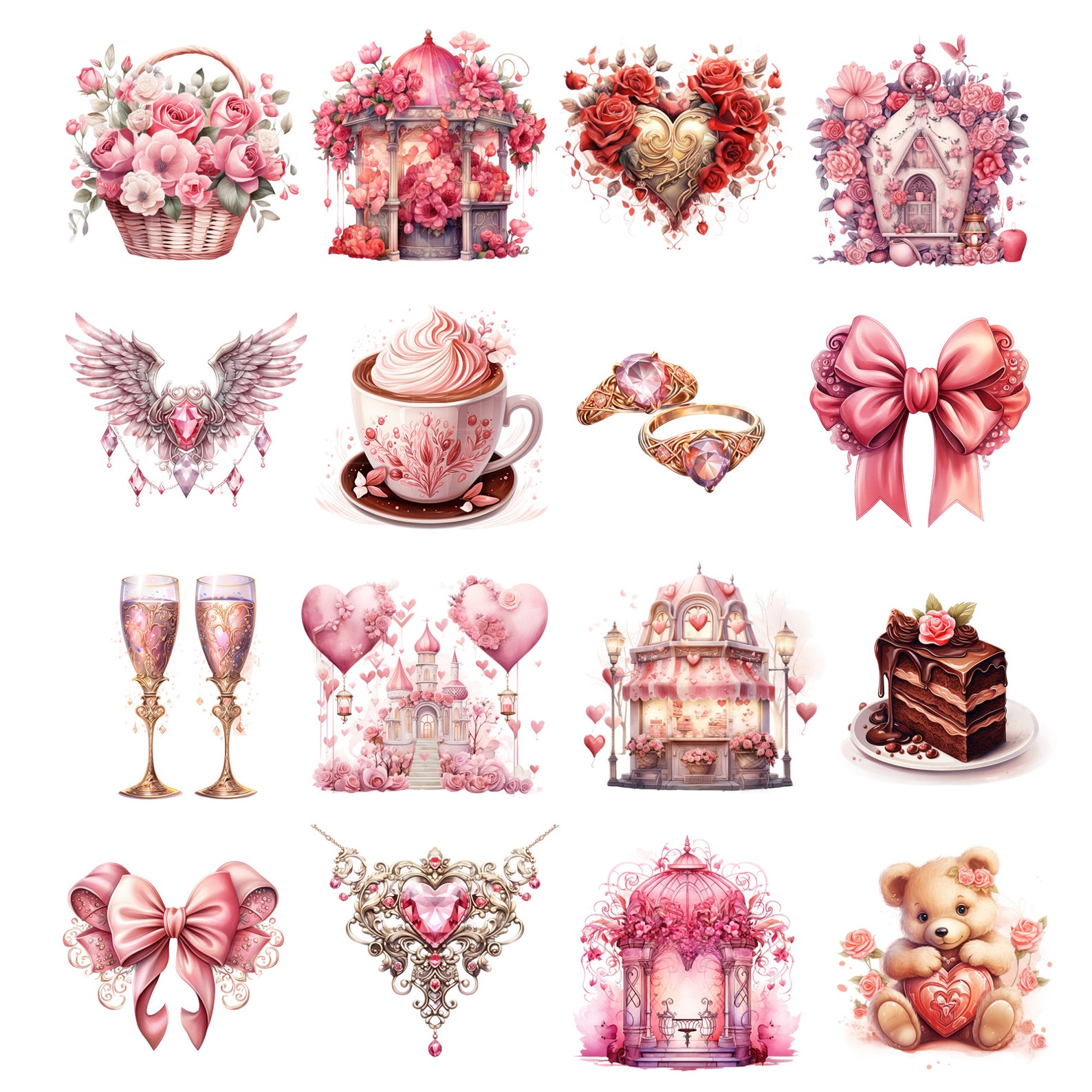 Watercolor Valentines Day Clipart PNG Valentine Clipart Sweets Bundle ...
