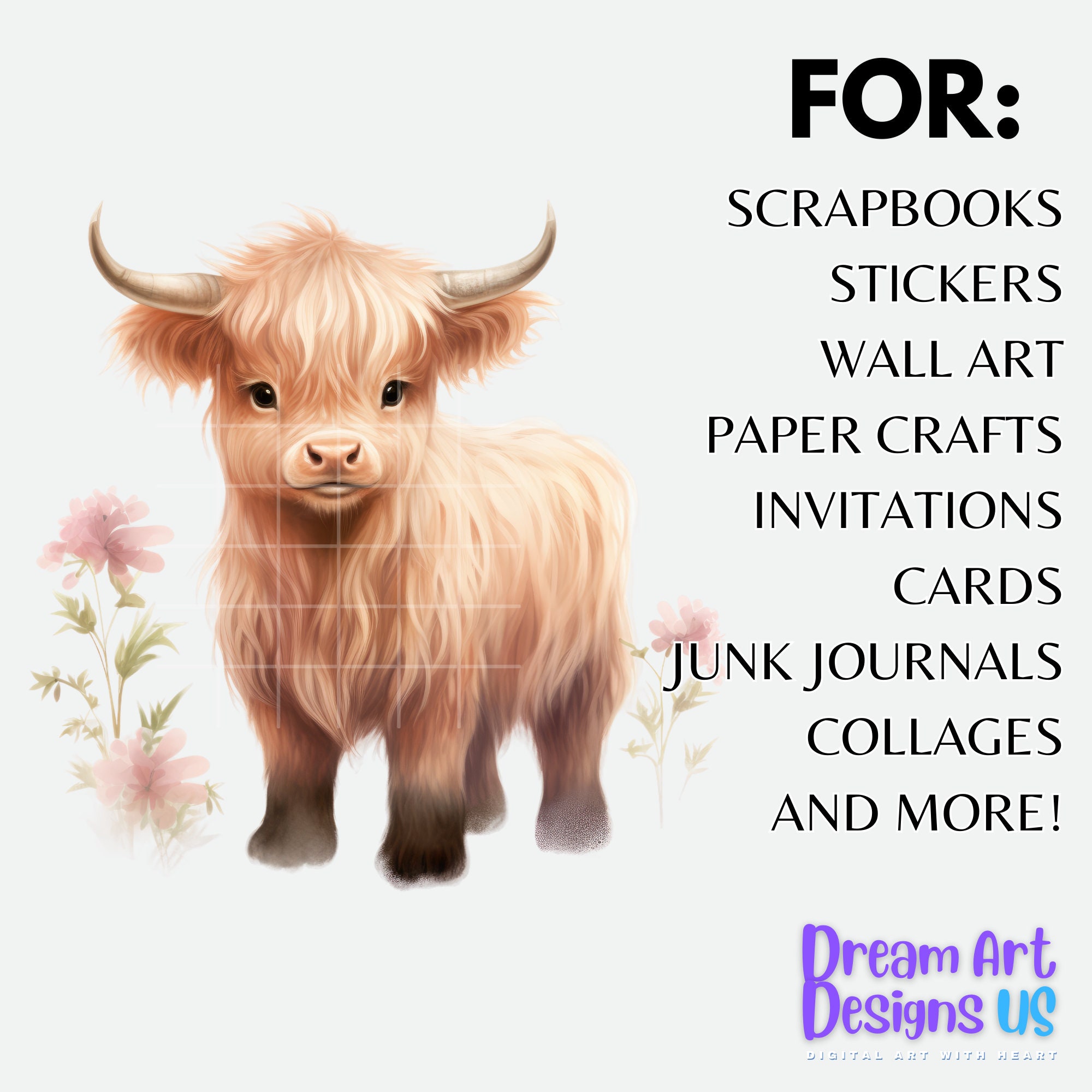 Watercolor Highland Cow PNG Baby Cow Clipart Highland Cow Baby T Shirt ...