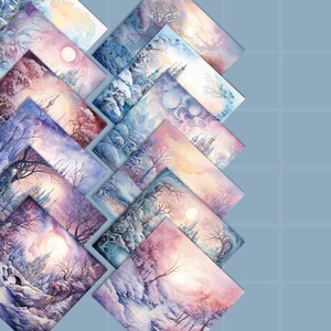 Printable Watercolor Winter Digital Paper PNG Winter Wonderland ...