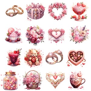 Watercolor Valentines Day Clipart PNG Valentine Clipart Sweets Bundle ...