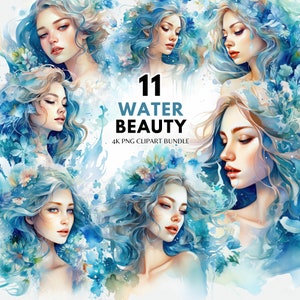 Wasser Mädchen Clipart Bundle PNG Wasser Clipart Schönheit Frau Clip Art Wasser Dekor Glam Girl Png Fantasy Mädchen Clipart Planer Mädchen Handwerk Journal