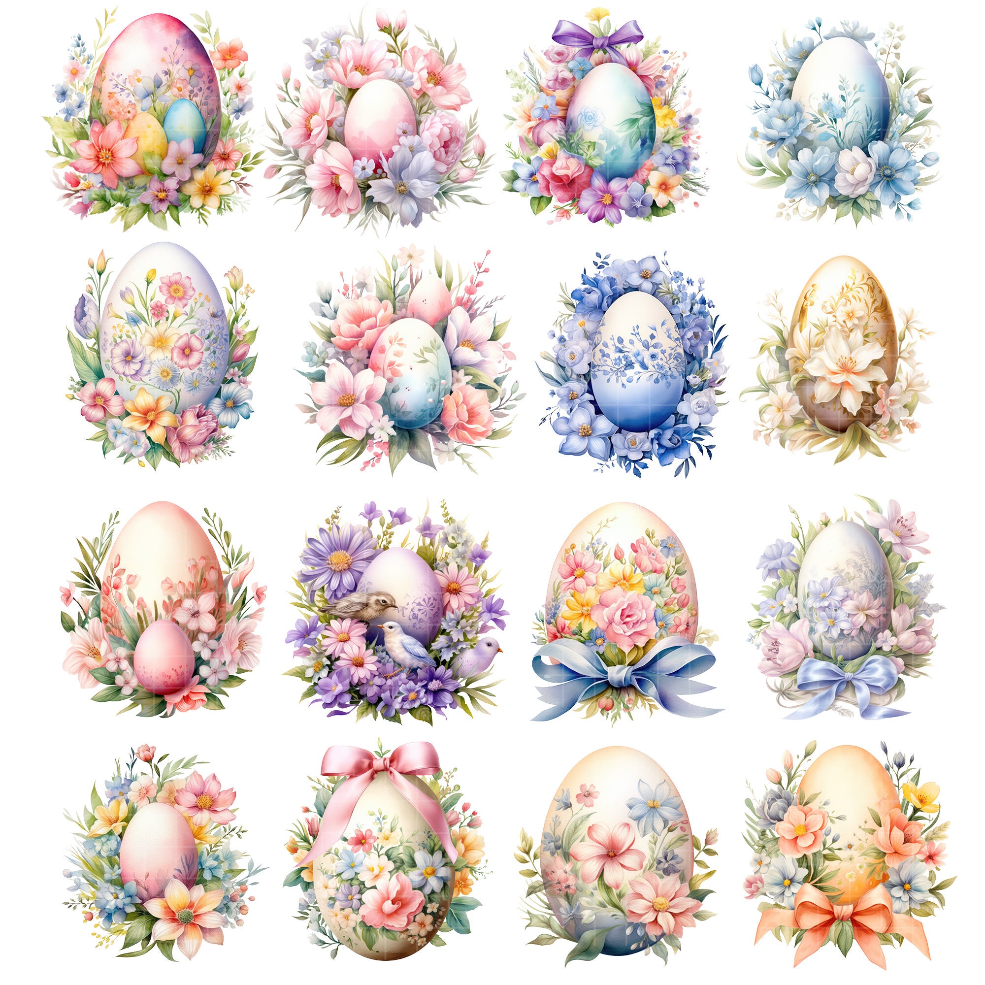 Easter Egg Clipart Watercolor Easter Decal PNG Easter Diy Spring ...