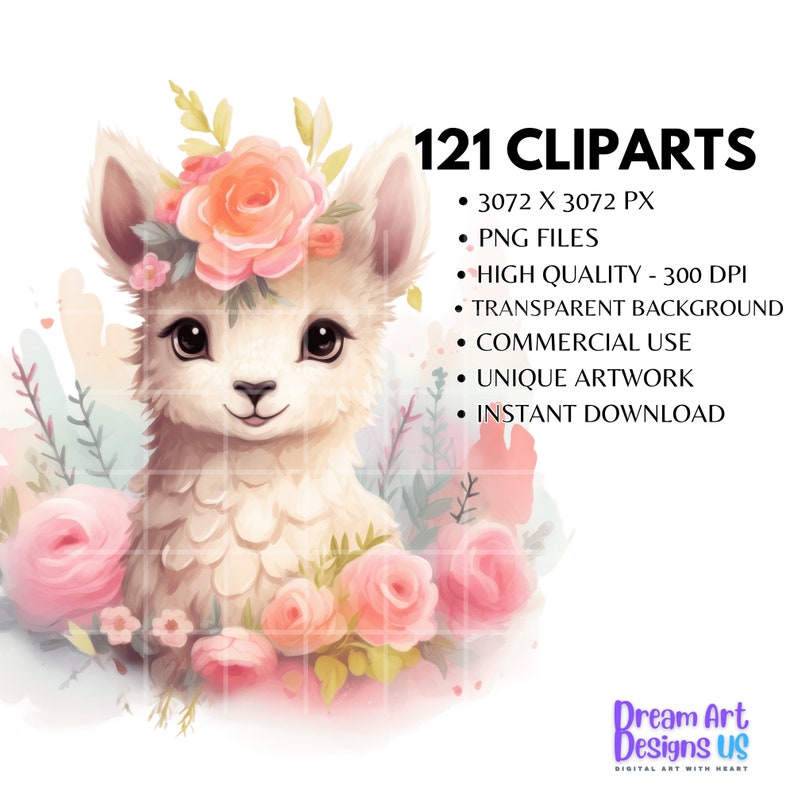 Watercolor Baby Animal Clipart Bundle, Nursery Decor (PNG Digital ...