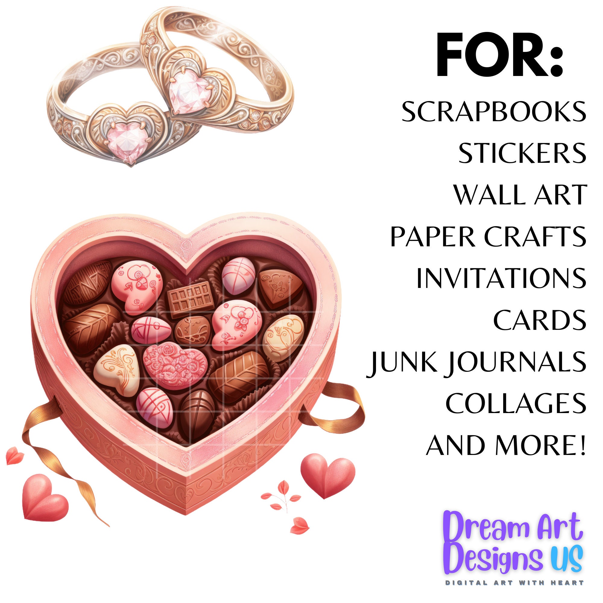 Watercolor Valentines Day Clipart PNG Valentine Clipart Sweets Bundle ...