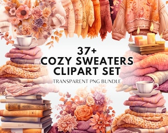 Autumn Sweater Clipart Bundle Sweater Weather PNG Fall Clothes Illustration Cozy Fall Clipart Bundle Png Fall Cozy Autumn PNG Sublimation