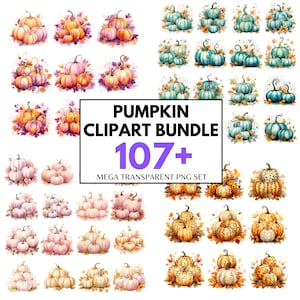 Clipart di zucca autunnale Mega Bundle PNG Patch di zucca verde acqua PNG Acquerello Autunno Clipart Leopardo Zucca Stagione Autunno PNG Sublimazione grafica