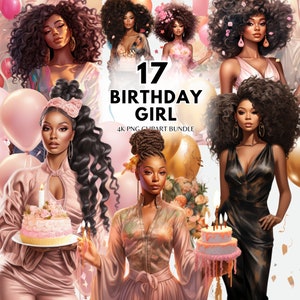 Clipart femme noire anniversaire bébé Clipart mode fille Clipart planificateur fille Clipart femme noire anniversaire Png joyeux anniversaire faire-part bricolage