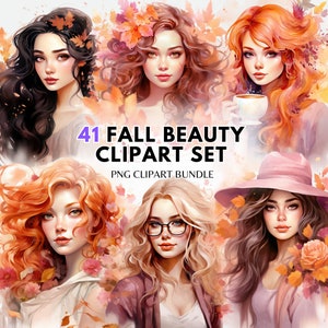 Watercolor Autumn Fashion Girl Clipart Fall PNG Graphics Fall Fashion Clipart Sublimation Bundle Watercolor Woman Png Autumn PNG Bundle