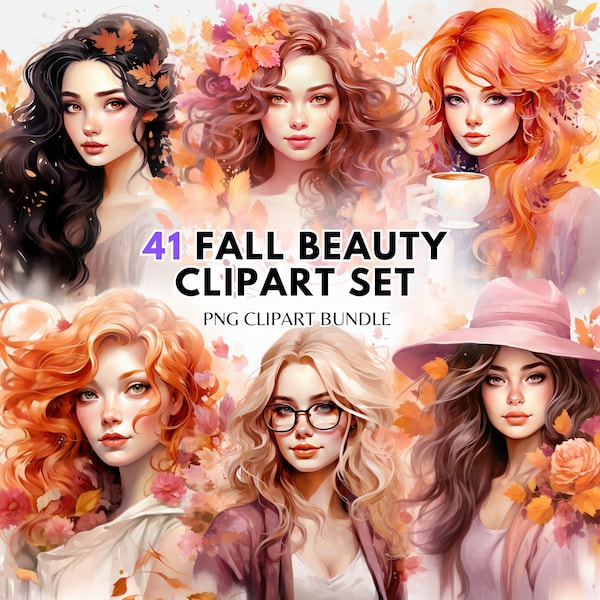 Watercolor Autumn Fashion Girl Clipart Fall PNG Graphics Fall Fashion Clipart Sublimation Bundle Watercolor Woman Png Autumn PNG Bundle