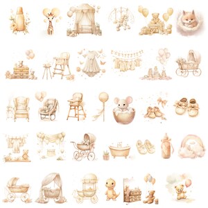 Gender Neutral Baby Shower Clipart Bundle Newborn Baby Clipart Nursery ...