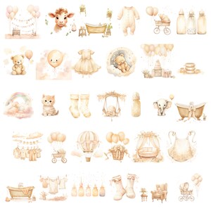 Gender Neutral Baby Shower Clipart Bundle Newborn Baby Clipart Nursery ...