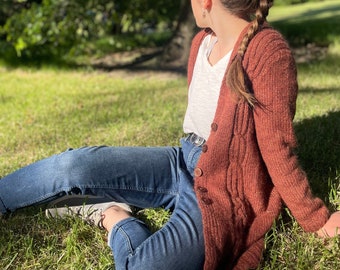 Long Cardigan für Frauen Strickanleitung / Schnell Strickmuster / Sofortiger digitaler Download in Englisch