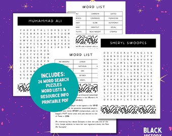 Black History Month Word Search Set: Black Athletes