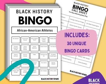 Black History Bingo featuring African-American Athletes: Set of 30, Perfect for a Classroom