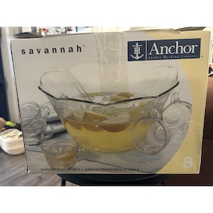 アンカーホッキング　大型パンチ ボウル　耐熱ガラス　ヴィンテージ Anchor hocking punch bowls - Etsy 日本
