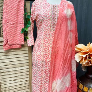 Plus Size - Cotton kurti set with bead embroidery work