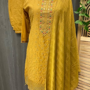 Plus size Embroidery kurti set- Size 46