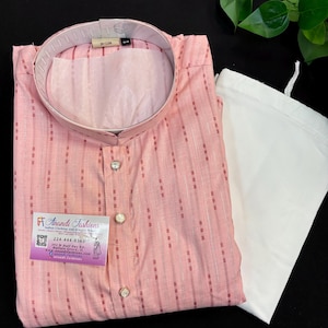 Plus Size Pink Color Men’s Wear Kurta Pajama set 52-60
