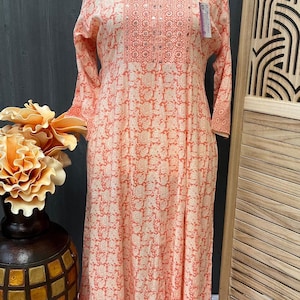 Plus Size Anarkali Orange Kurti