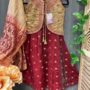 Size 26-Party wear kids dress long frock with removable jacket