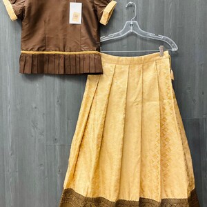 Indian Dress for Girl - Girls Yellow Lehenga with Brown Choli  Pavada with Girls
