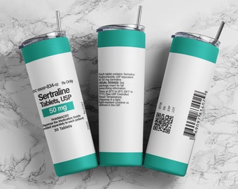 Sertraline 50mg tumbler wrap PNG, 20oz skinny straight tumbler wrap sublimation design digital download, Funny medication tumbler wrap.