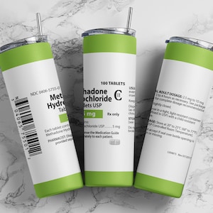 Methadone 5mg tumbler wrap PNG, 20oz skinny straight tumbler wrap sublimation design digital download, Funny medication tumbler wrap.