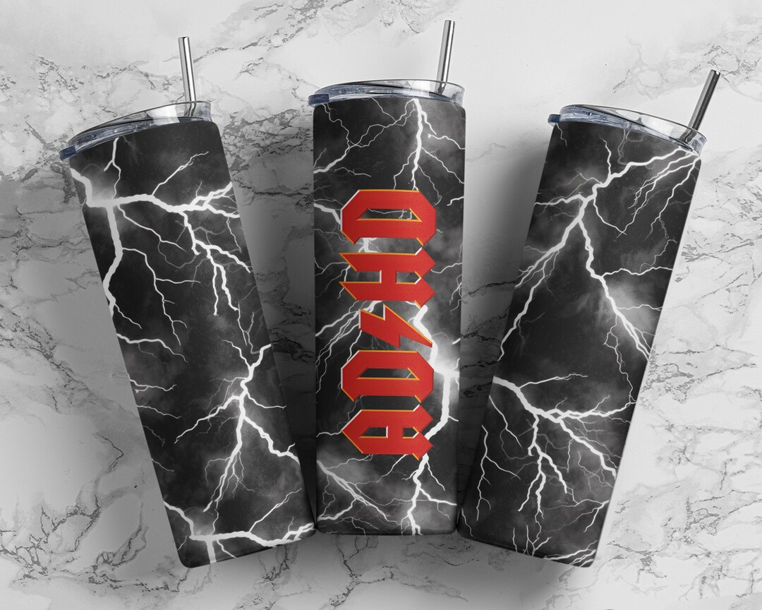 ADHD Lightning Tumbler Wrap Png, 20 Oz Skinny ADHD ACDC Tumbler