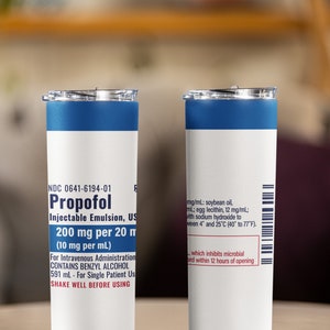 Propofol tumbler wrap PNG, 20 oz skinny anesthesiology tumbler sublimation design digital download, Straight tumbler PNG. image 2