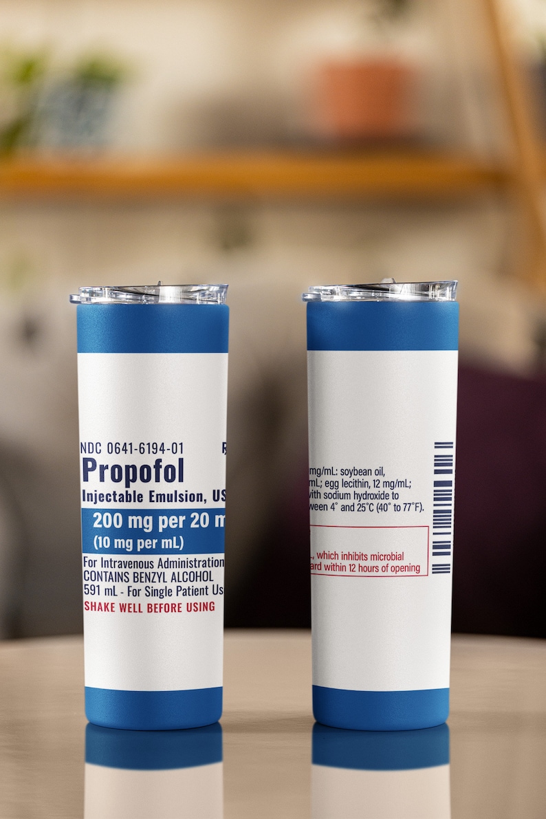 Propofol tumbler wrap PNG, 20 oz skinny anesthesiology tumbler sublimation design digital download, Straight tumbler PNG. image 2