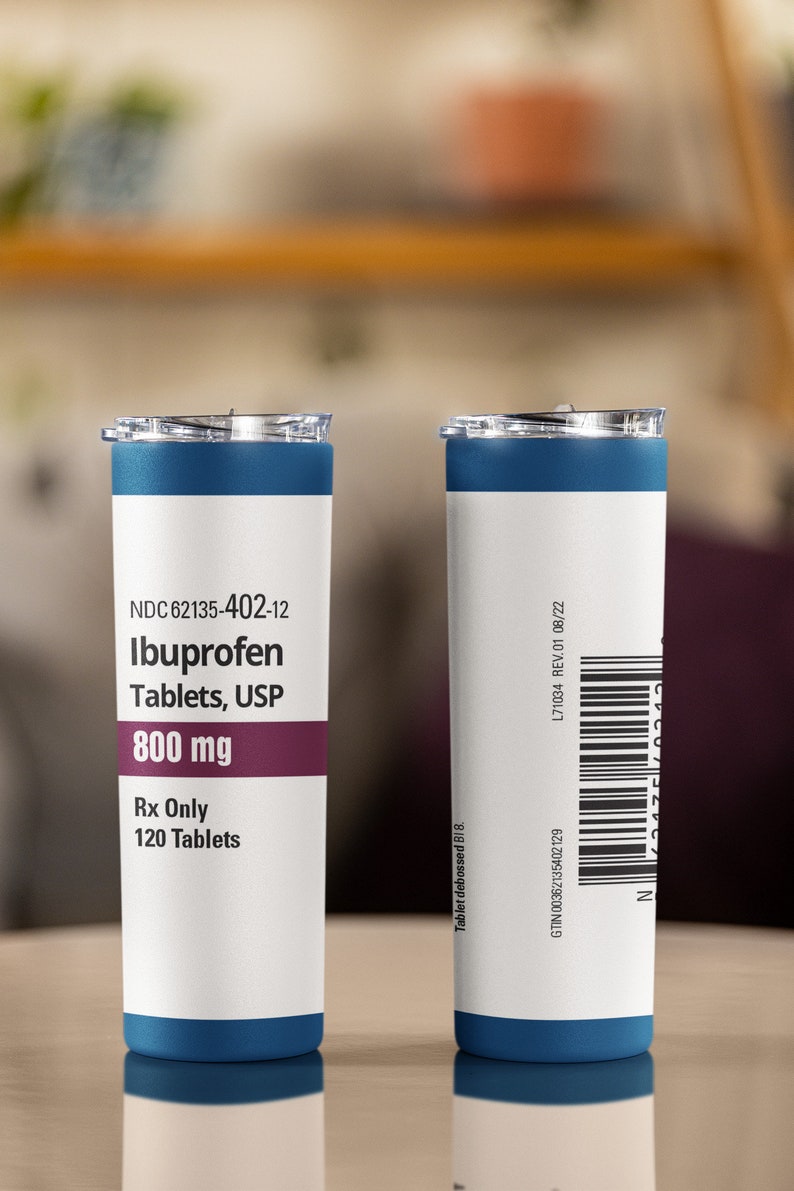 Ibuprofen 800mg Tumbler Wrap PNG, 20 Oz Skinny Tumbler Sublimation