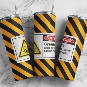 Giftigt material FARA faraskylt tumbler wrap PNG, tumbler wrap PNG, 20oz smal rak tumbler wrap sublimeringsdesign digital nedladdning.