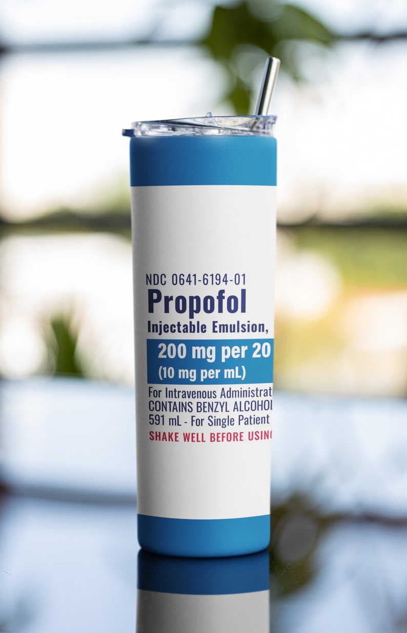 Propofol tumbler wrap PNG, 20 oz skinny anesthesiology tumbler sublimation design digital download, Straight tumbler PNG. image 3