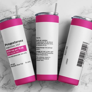 Progesterone tumbler wrap PNG, 20 oz skinny prescription tumbler sublimation design digital download, Straight tumbler PNG.