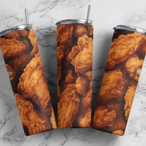 Fried chicken tumbler wrap PNG, 20 oz skinny seamless tumbler sublimation design digital download, Straight tumbler PNG.