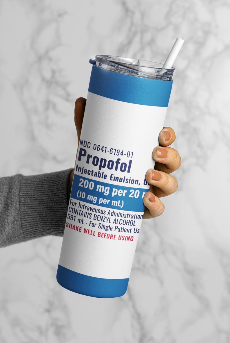 Propofol tumbler wrap PNG, 20 oz skinny anesthesiology tumbler sublimation design digital download, Straight tumbler PNG. image 4