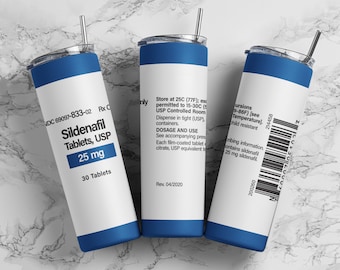 Sildenafil 25mg tumbler wrap PNG, 20oz skinny straight tumbler wrap sublimation design digital download, Funny medication tumbler wrap.