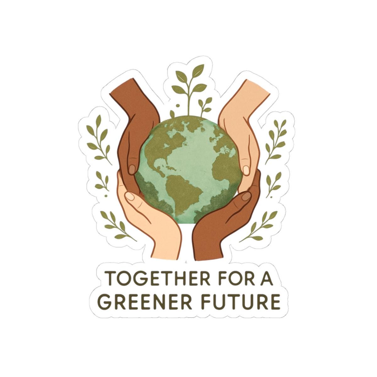Together for a Greener Future Sticker | Earth Hands Environmental Decal ...