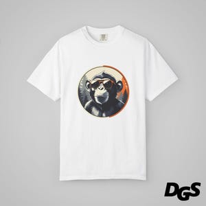 Artistic Monkey T-Shirt, Casual Wear, Gift for Animal Lovers, Unisex Tee, Eco-Friendly Clothing || Unisex Garment-Dyed T-shirt