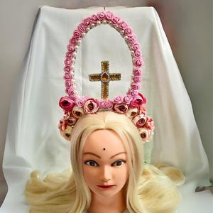 Biggest Easter floral egg-jesus cross fascinator headband for women easter accessories for wife easter spring gift for birthday gift for mom