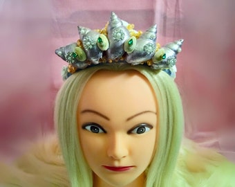 Beautiful mermaid birthday party crown for girls hair accessories for festival pearl crystal headband for women bridal moon headpiece tiara