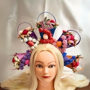 Funky Easter egg floral basket fascinator for women easter hair accessories for new mom birthday gift for wife easter gift for best friend