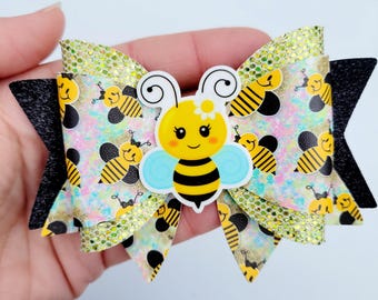 Golden Bee Hair Bow
