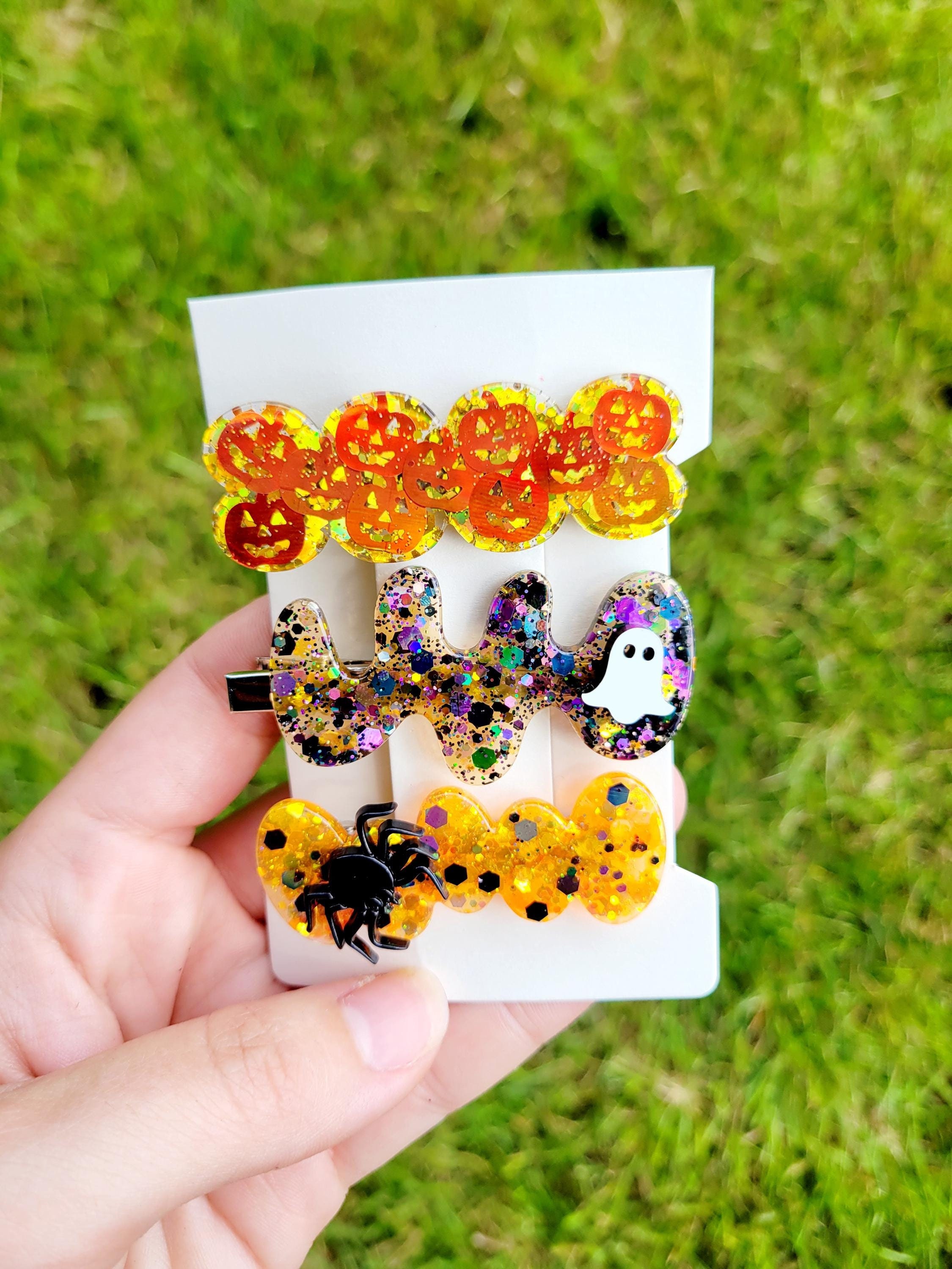 Halloween Resin Clip Set, Ghost, Spider, Pumpkin